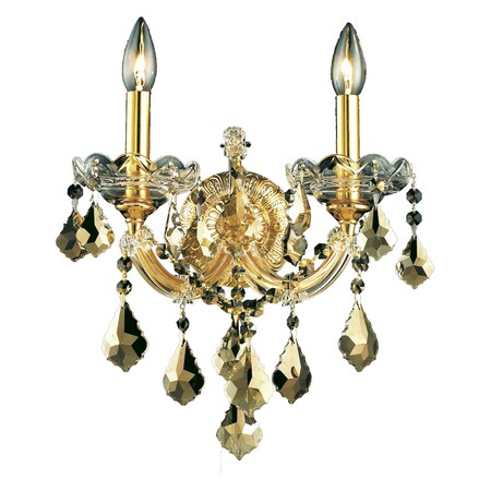 Elegant Lighting Royal Cut Smoky Golden Teak Crystal Maria Theresa 2-Light Crystal Wall, 179883 2800W2G-GT/RC